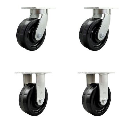 Service Caster 8'' Extra Heavy Duty Phenolic Wheel Caster Set 2 Swivel Locks 2 Rigid, 4PK CRAN-SCC-KP92S830-PHR-BSL-2-R-2